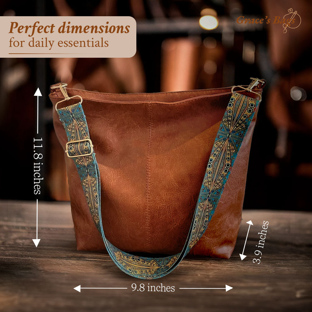 Elenas Vintage Šarms | Eleganta vintage ādas pleca soma