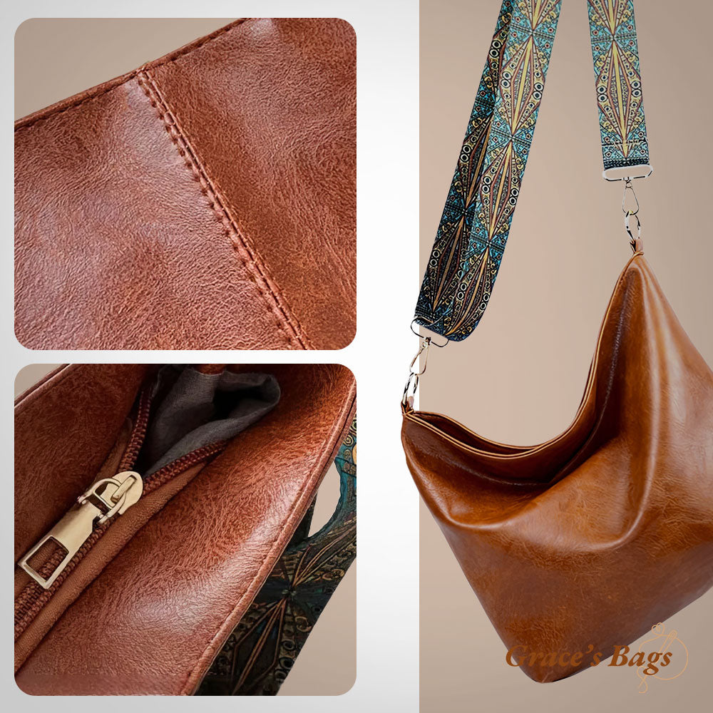 Elenas Vintage Šarms | Eleganta vintage ādas pleca soma