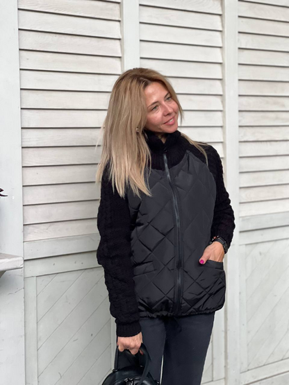 Larmina | Modesla kaudze sieviešu adīta žakete ar stilīgiem ielāpiem